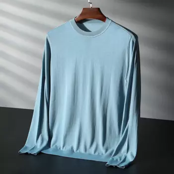 Мужской вязаный джемпер из шелка, с длинным рукавом