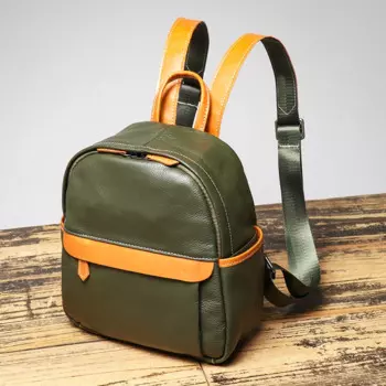 Мужской зеленый рюкзак из воловьей кожи, винтажный школьный рюкзак для подростков, женский небольшой рюкзак для хранения, подарок