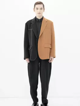 Мужской Желтый Свободный Повседневный костюм с прострочкой, Весенний новый большой двухцветный свободный костюм большого размера, Модный корейский костюм, пальто