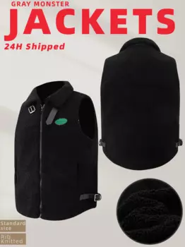 Мужской жилет из полиэстера и флиса без рукавов, теплые пальто из искусственного меха, однотонная куртка на молнии