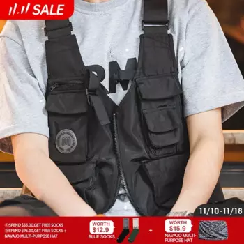 Мужской жилет с несколькими карманами Maden, тактическая куртка и сумка в японском ретро стиле, многофункциональный жилет для фотосъемки, с широким ремнем на плечо, однотонная сумка