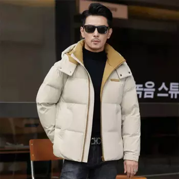 Мужской зимний пуховик на утином пуху, с капюшоном