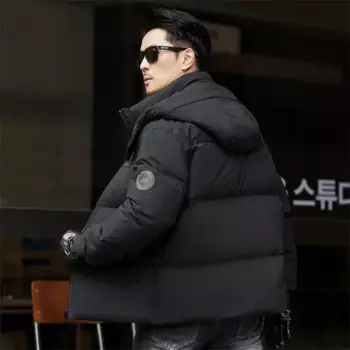 Мужской зимний пуховик на утином пуху, с капюшоном