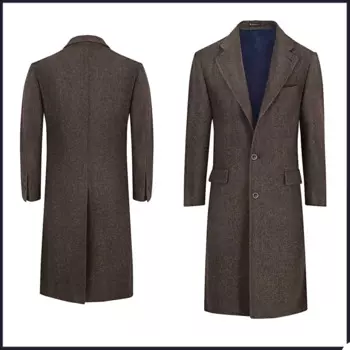 Мужской зимний смокинг с отложным воротником, длинное пальто с отложным воротником