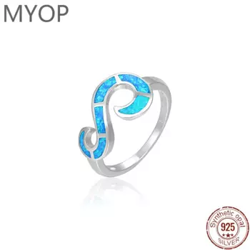 MYOP 2023 ювелирные изделия 925 пробы Серебряное женское кольцо нежное тонкое платье с трехмерным опалом