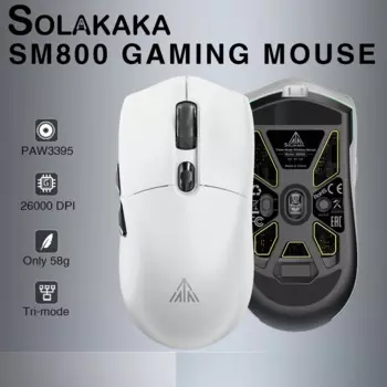 Мышь Компьютерная SOLAKAKA SM800 PAW3395 Беспроводная игровая, 26000DPI, 7 кнопок