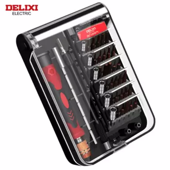 Набор электрических отверток DELIXI 45 в 1, комплект высокоточных отверток из стали S2 + CRV, с сильной магнитной адсорбцией, для домашнего ремонта телефонов, планшетов, игрушек