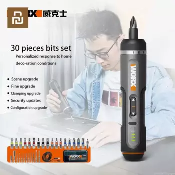Набор электрических отверток Xiaomi Worx WX242, умный беспроводной электрический шуруповерт с USB-зарядкой и ручкой, 30 Бит в комплекте, дрель, инструмент