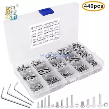 Набор болтов и гаек JARBLUE M3 M4 M5 stainless steel 440 шт.