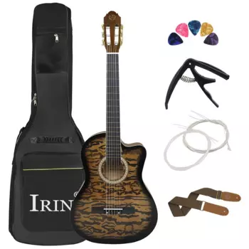 Набор для классической гитары 39 дюймов, 6 струн, 19 ладов, ель, Классическая гитара с сумкой, каподастр, медиаторы, детали и аксессуары для гитары