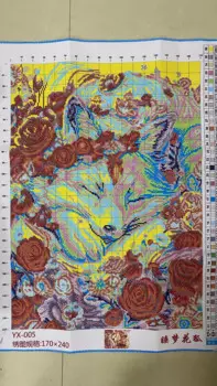 Набор для вышивки 9 карат, 60x80 см, с изображением лисьих цветов, в китайском стиле, для творчества, вышивки крестиком, набор для домашнего декора