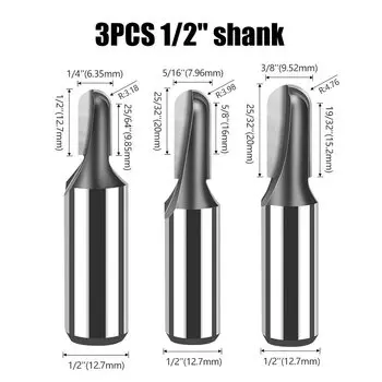 Набор фрез, комплект твердосплавных насадок с двумя зубьями, 12 мм, 1/2 дюйма, для деревообработки