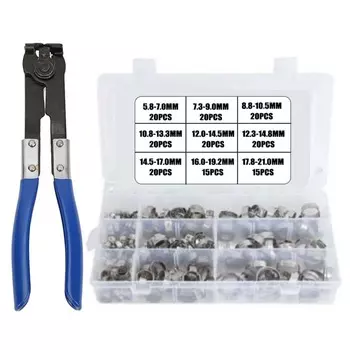 Набор хомутов для шланга XMSJ, 170 шт., нержавеющая сталь