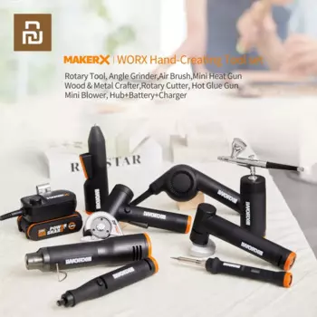 Набор инструментов Xiaomi Worx 20 в MakerX, вращающийся инструмент, угловая шлифовальная машина, воздушная щетка, роторный резак для дерева и металла, пистолет для горячего клея, мини-воздуходувка