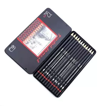 Набор из 12 деревянных графитовых карандашей Dot Ding 2H-8B
