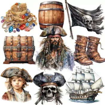 Набор из 16 пиратских наклеек BLINGIRD