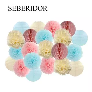 Набор из 21 розового бумажного фонарика