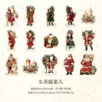 Набор из 30 наклеек Mengtai "Рождественская ночь" для скрапбукинга