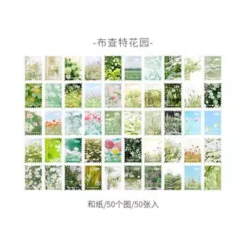 Набор из 50 шт. канцелярских наклеек Amengguo "Четыре сезона", цветы