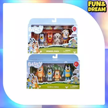 Набор из четырех предметов с подвижными фигурками Bluey & Friends, игрушечные фигурки, подарок на день рождения, настольные украшения, коллекционные фигурки