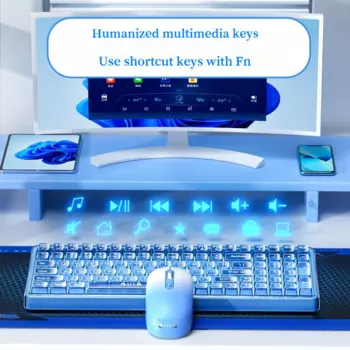 Набор клавиатуры и мыши Ac210, игровая прозрачная офисная клавиатура, комбинация беспроводного подключения 2,4 г, мультимедийная функциональная клавиатура