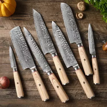 Набор кованых кухонных ножей из дамасской стали TJ POP, 1-7 шт., острые японские ножи VG10 Santoku, нож шеф-повара мясника Kiritsuke