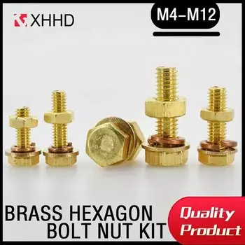 Набор латунных гаек M4 M5 M6 M8 M10 M12 с внешним шестигранным болтом