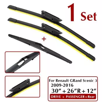 Набор лезвий стеклоочистителя KAWOO для Renault GRand Scenic 3 2009-2014 2015 2016 стеклоочиститель кремния пополнения 30 "+ 26" R + 12"