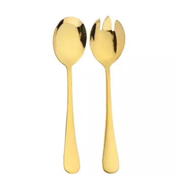 Набор ложек и вилок для салата AJOYOUS, золотой, нержавеющая сталь