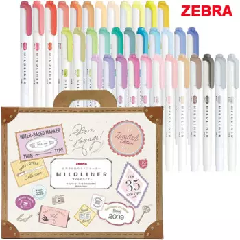 Маркеры Zebra Mildliner 25/35 цветов