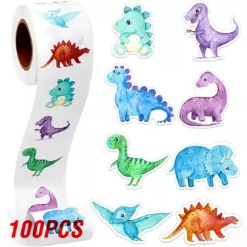 Набор наклеек с динозаврами 100-500 шт