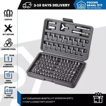 Набор отверток PROSTO 100 шт. хромованадиевый