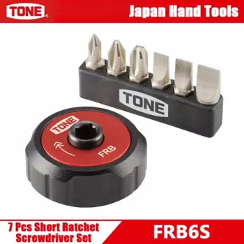 Набор отверток с храповым механизмом TONE FRB6S, комплект из 7 коротких инструментов с 6 насадками для шлицевых винтов Phillips, многофункциональные биты, ручные инструменты