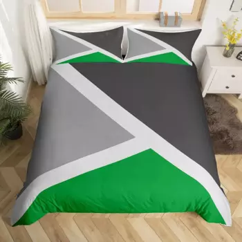 Набор постельного белья с геометрическим треугольным пододеяльником, простым современным абстрактным рисунком и пэчворком
