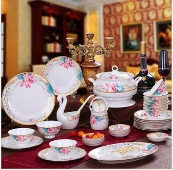 Набор посуды из костяного фарфора guci Jingdezhen, 58 предметов