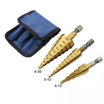 Набор ступенчатых сверл louCnloin 3-12 мм, 4-12 мм, 4-20 мм