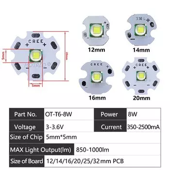 Набор светодиодов HotRed 3W 5W 10W 18W для фонарика