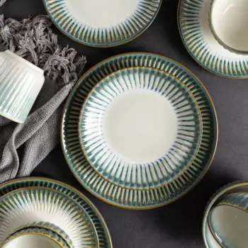 Набор тарелок LingAo-Ceramic Blue Relief, европейский креатив