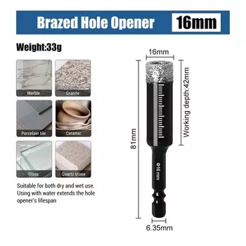Набор ударной кольцевой пилы 1/4 5/16 3/8 1/2 Алмазное сверло с шестигранным хвостовиком для плитки, мрамора, фарфора, керамики, сухого сверла с охлаждающим воском