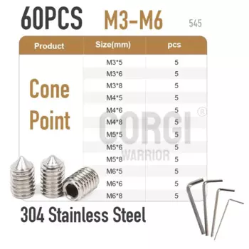 Набор установочных винтов Corgi Warrior нержавеющая сталь M2.5-M8