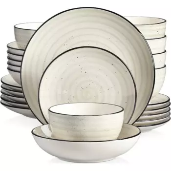 Наборы столовой посуды vancasso Stoneware, 24-х предметный бежевый обеденный набор Bonbon, тарелки и миски, наборы с обеденными тарелками, миски для макарон