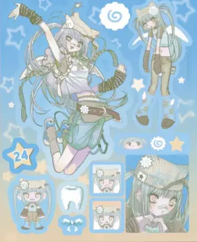 Национальная наклейка девушка корейский герой