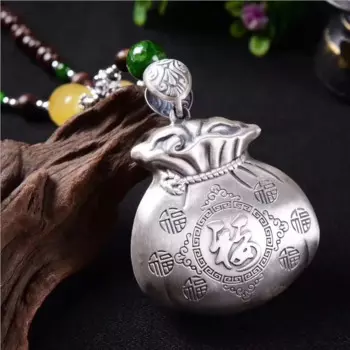 Национальный стиль 100% S925 Стерлинговое Серебро Аксессуары оригинальный дизайн Ручная работа женская сумка Кокосовая оболочка свитер ожерелье