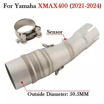 Надевается для YAMAHA XMAX400 XMAX X-MAX 400 2017-2022 2023 2024 лет, выхлопная труба мотоцикла, среднее звено, глушитель, труба 51 мм, побег