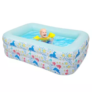 Надувной бассейн для детей для дома и улицы из ПВХ 210x140x60 см 3-слойный дизайн прочный и долговечный 3 размера [US-Stock]