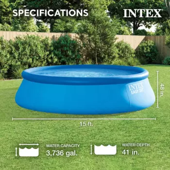 Надувной бассейн Intex Easy Set, в комплект входит Фильтрующий насос с картриджем 1000 г/ч-Съемная лестница-покрытие для бассейна-напольная ткань