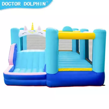 Надувной замок-батут Doctor Dolphin с голубым единорогом