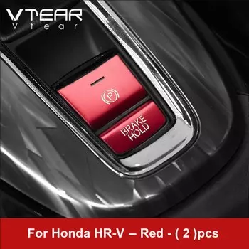 Накладка на центральную кнопку управления автомобиля Vtear для Honda HRV HR-V 2015-2022, крышка переключателя стояночного тормоза, внутренние наклейки с блестками, аксессуар