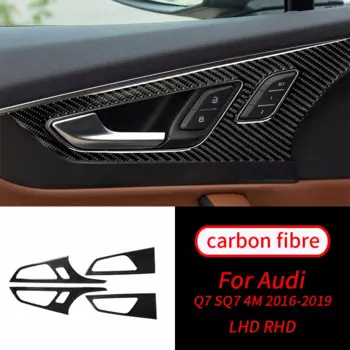 Накладка на дверную ручку из углеродного волокна для Audi Q7, SQ7, 4 м, 2016-2019, задняя панель подлокотника, аксессуары для интерьера автомобиля