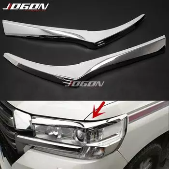 Накладка на фару автомобиля для бровей и век для Toyota Land Cruiser LC200 2016-2020, ABS Chrome